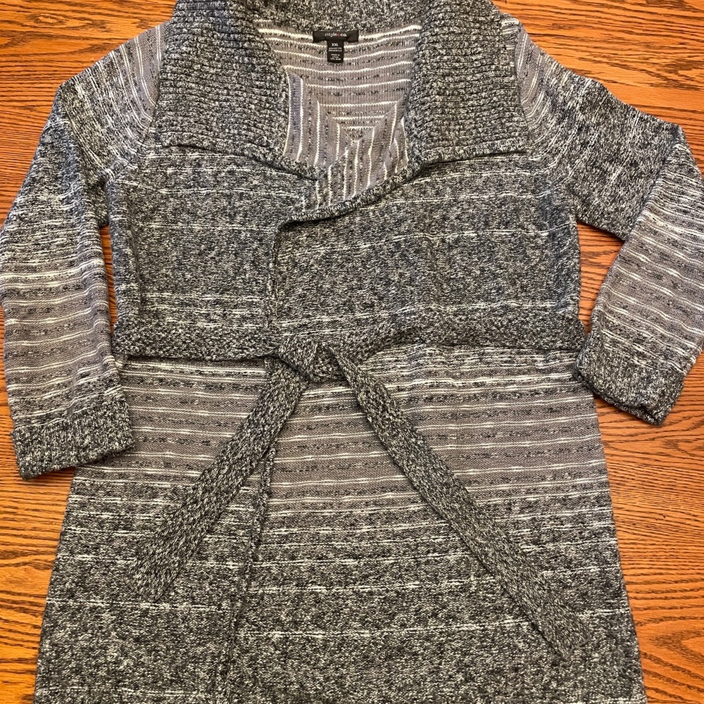 Long cardigan with tie waist